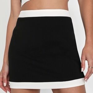 Lulu's Black and White Mini Pencil Skirt